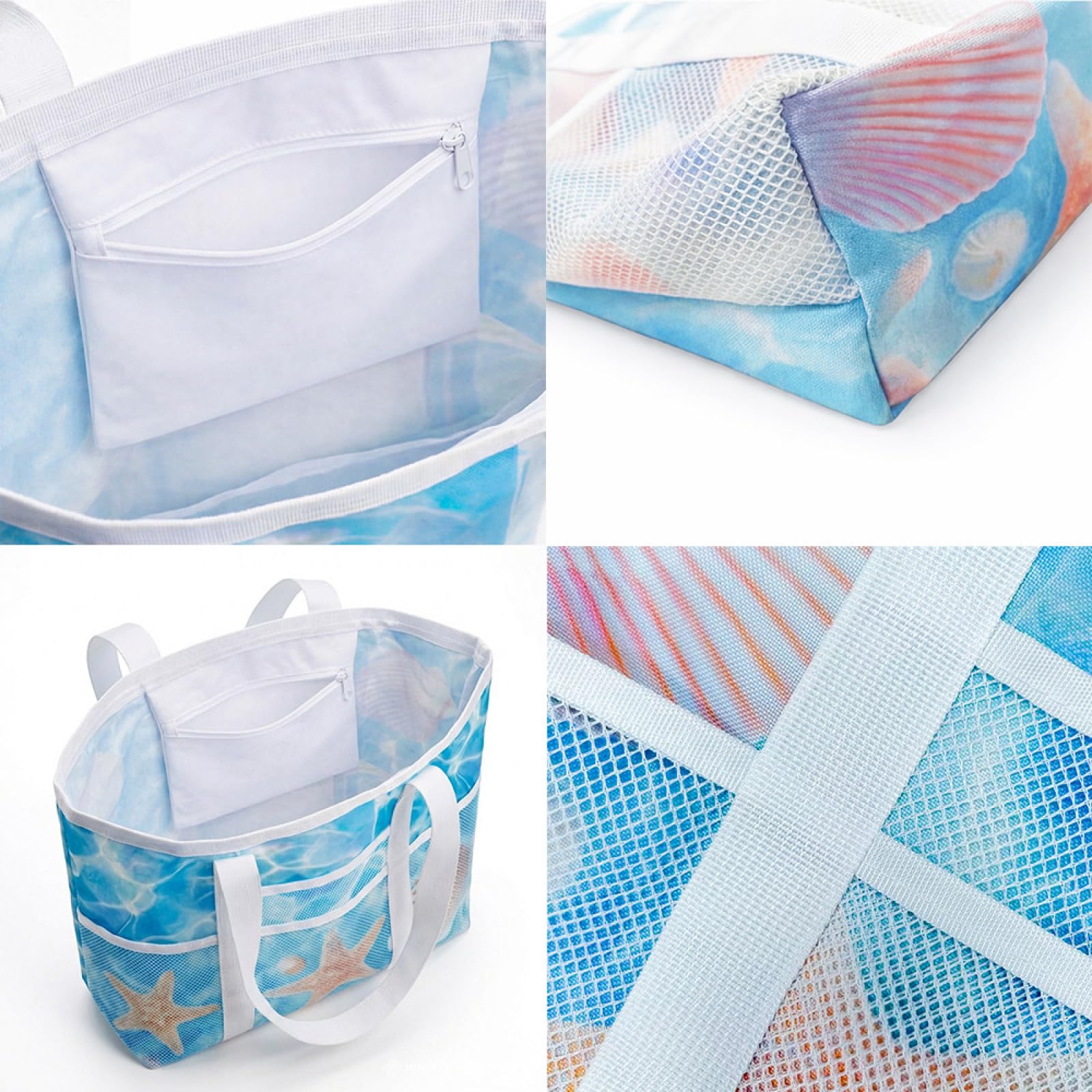 Sac de Plage Sac Fourre Tout Voyage Tote Bag Piscine Avec Fermeture Éclair Cabas de Voyage Accessoire Plage Pliable Et Léger Beach Travel Bag Gym Cabas Femme