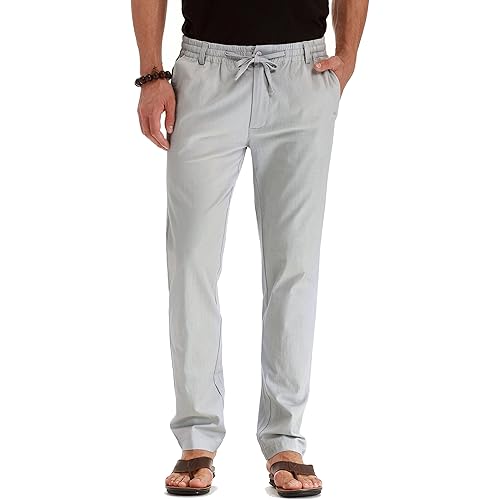 Sailwind Men's Drawstring Linen Pants Casual Summer Beach Loose Trousers