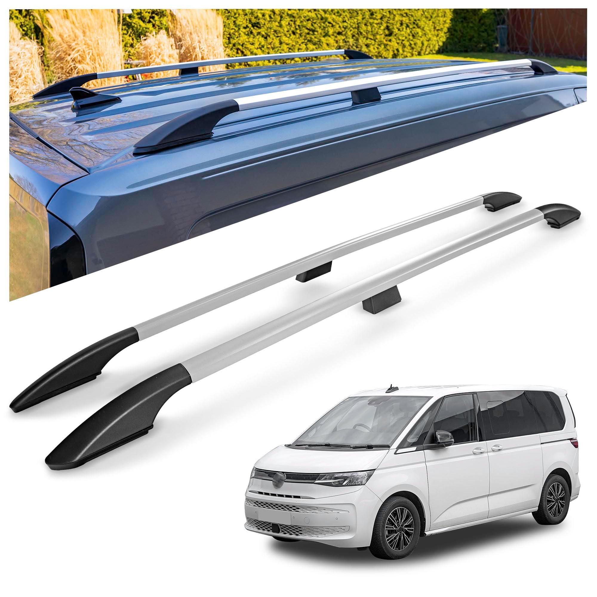 CHROMEMASTER | Dachrelinge Dachträger Kompatibel mit VW Multivan T7 L1 / L2 2021+; Geeignet zur Montage von Dachträgern, Dachboxen und Fahrradträgern | Einfache und Schnelle Montage | Alu