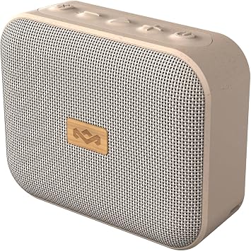 House of Marley Jammin Portable Bluetooth Speaker, IPX5 Splashproof, 6-Hour Playtime, TWS Pair Mode, Eco-Friendly Design with Recycled Materials, Includes Lanyard, Compact Size Cream