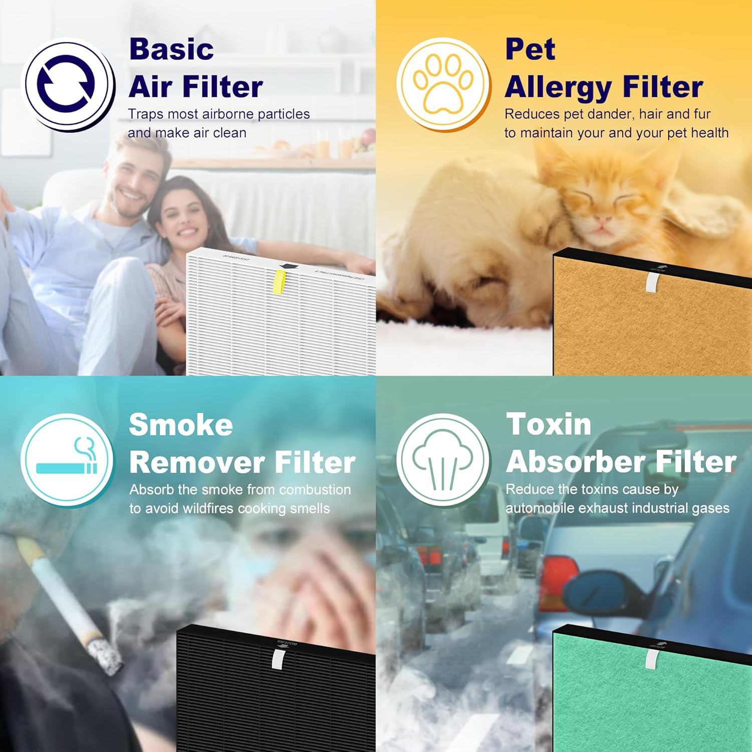 C545 Pet Care Replacement Filter S Compatible with Winix C545 Air Purifier and Winix C545 Replacement Filter S 1712-0096-00 and 2522-0058-00, 4 Pack High Efficiency H13 Ture Filter, Yellow