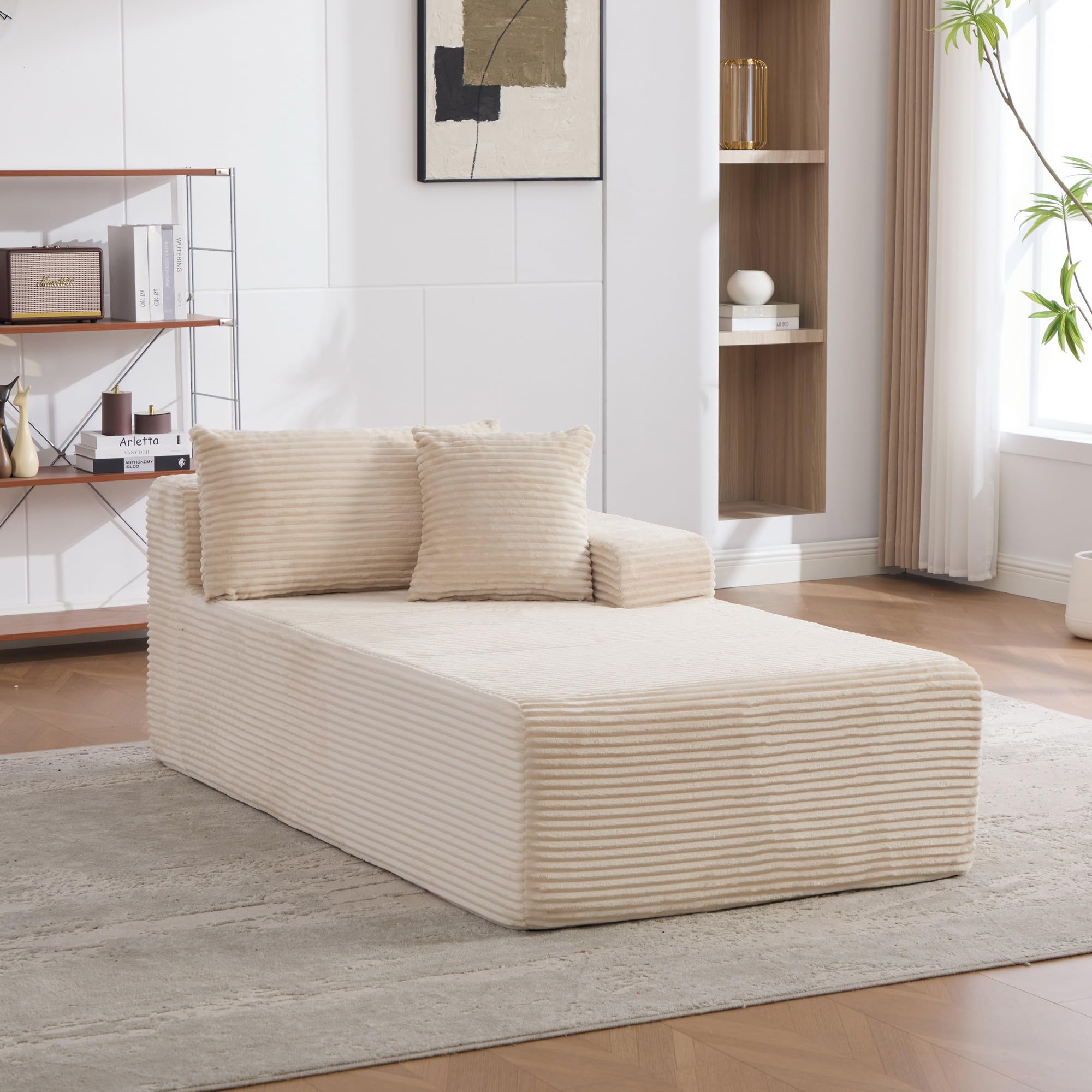 HaoChrymec Modułowa sofa kompresyjna z szenilu, beżowa, 1 siedzisko
