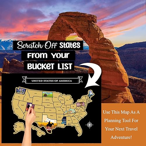 Miniatura 5 de Mapa grande de Estados Unidos de 23 x 16 pulgadas, diseño de viaje dibujado a mano con accesorios, laminado para decoración del hogar, rastreador de