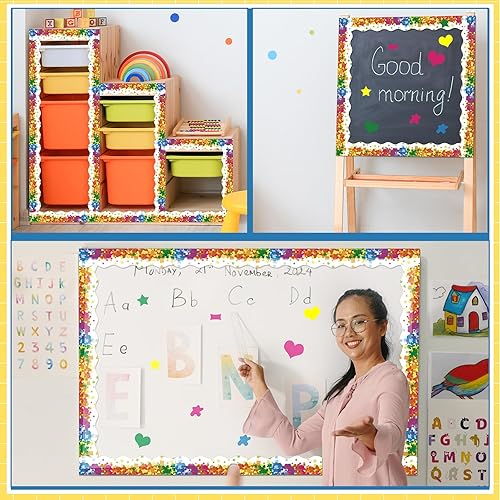 Vista 98 de Containlol Bordes de aula para tablón de anuncios, 118 pies, temática de animales de safari con ribete festoneado, tablero de anuncios colorido