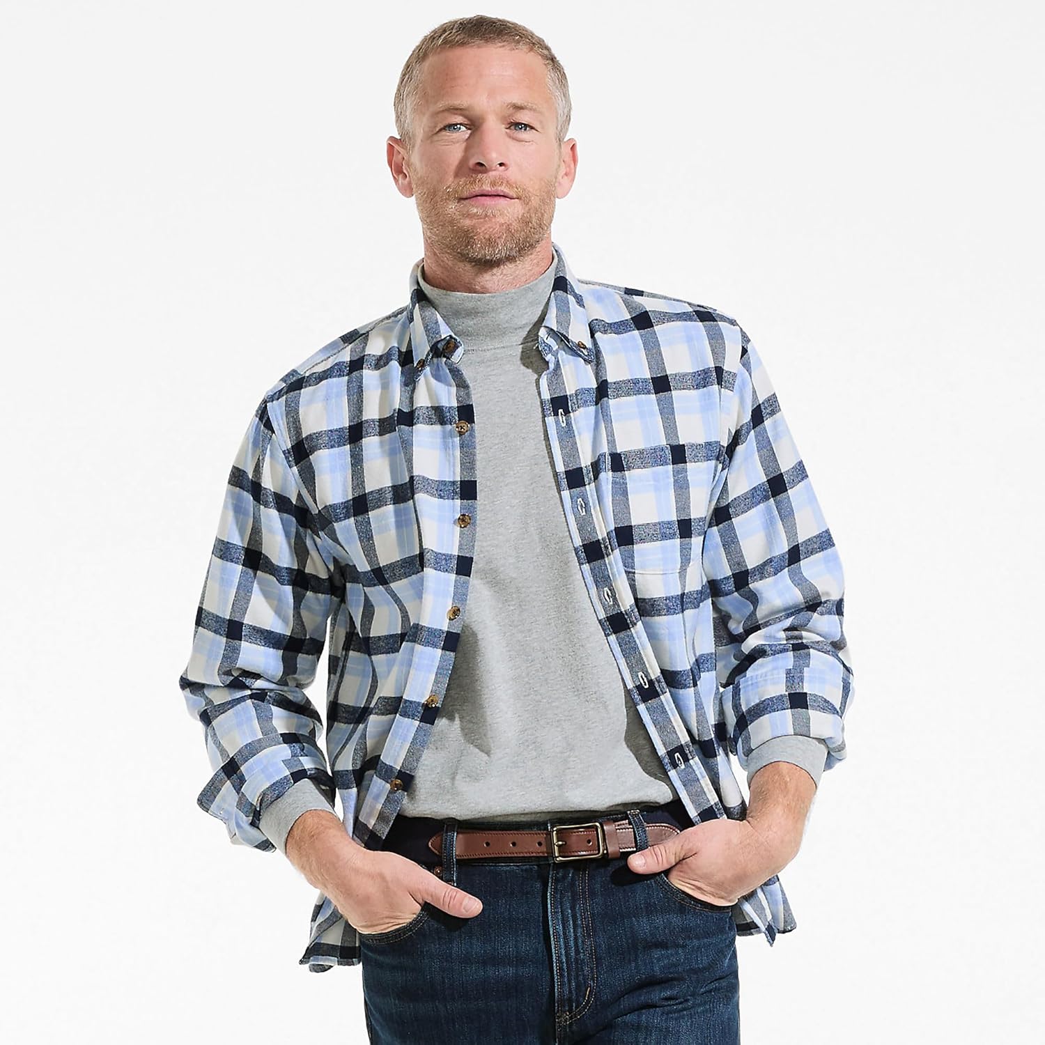 Lands' End Men's Super-T Cotton-Blend Mock Turtleneck Shirt - Image 6