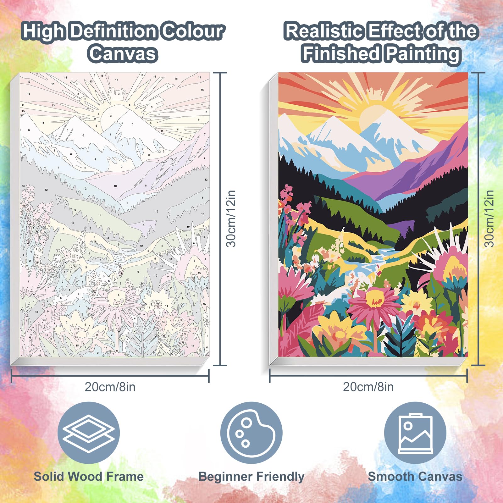 Landscape Paint by Numbers for Adults with Frame Beginner 8x12 inch, Frame-OP-UK02 - Image 3