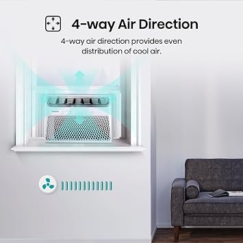 Hisense 14,000 BTU Smart Window Air Conditioner, 3 modes (Cooling, Fan, Dehumidifier), Easy Installation,Ultra Quiet,
