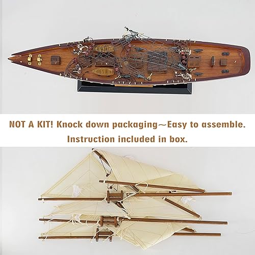 Miniatura 3 de NAUTIMALL 25 "velero de madera modelo velero yate atlántico goleta escala réplica náutica decoración del hogar exhibición colección embarcación