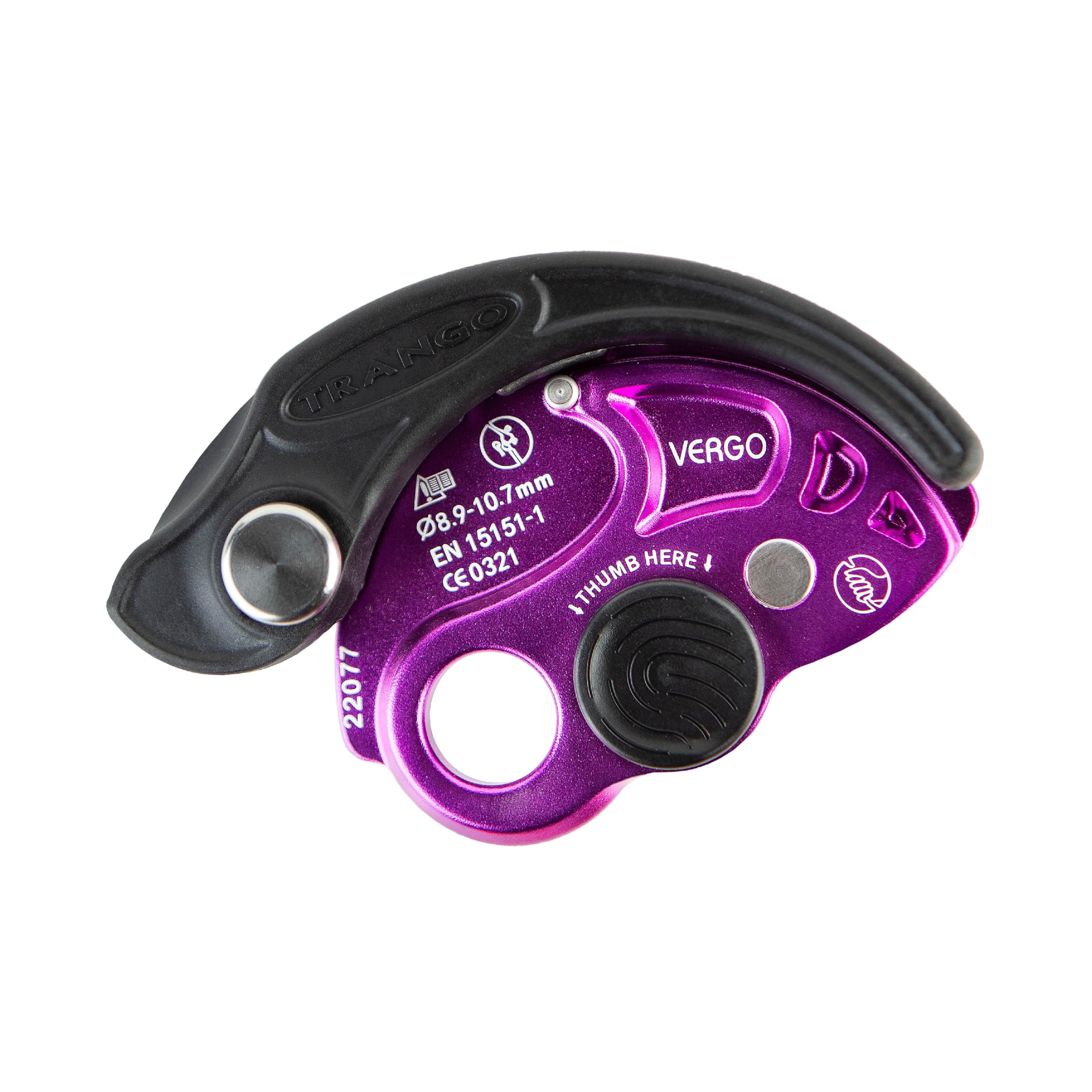 TRANGO Vergo Belay Device - Rock Climbing, Rappelling Protection, (8.9-10.7 mm Ropes)