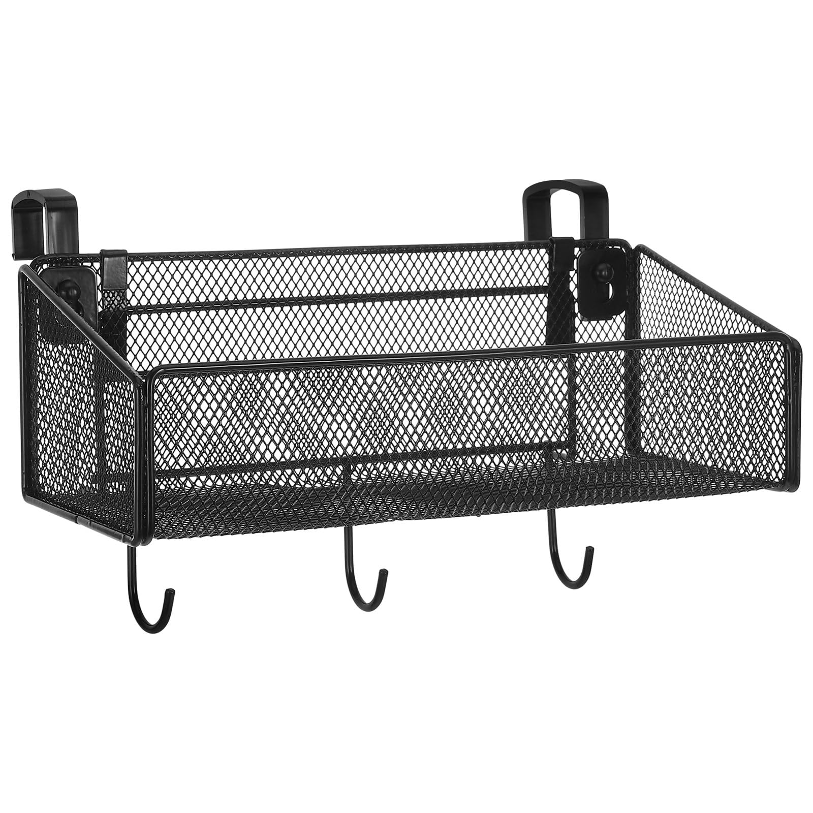 KALLORY Metall Aufbewahrungskorb zum Aufhängen mit 5 Paar Abnehmbaren Haken Atmungsaktives Design Vielseitiger Organizer für Schlafzimmer und Studentenwohnheim