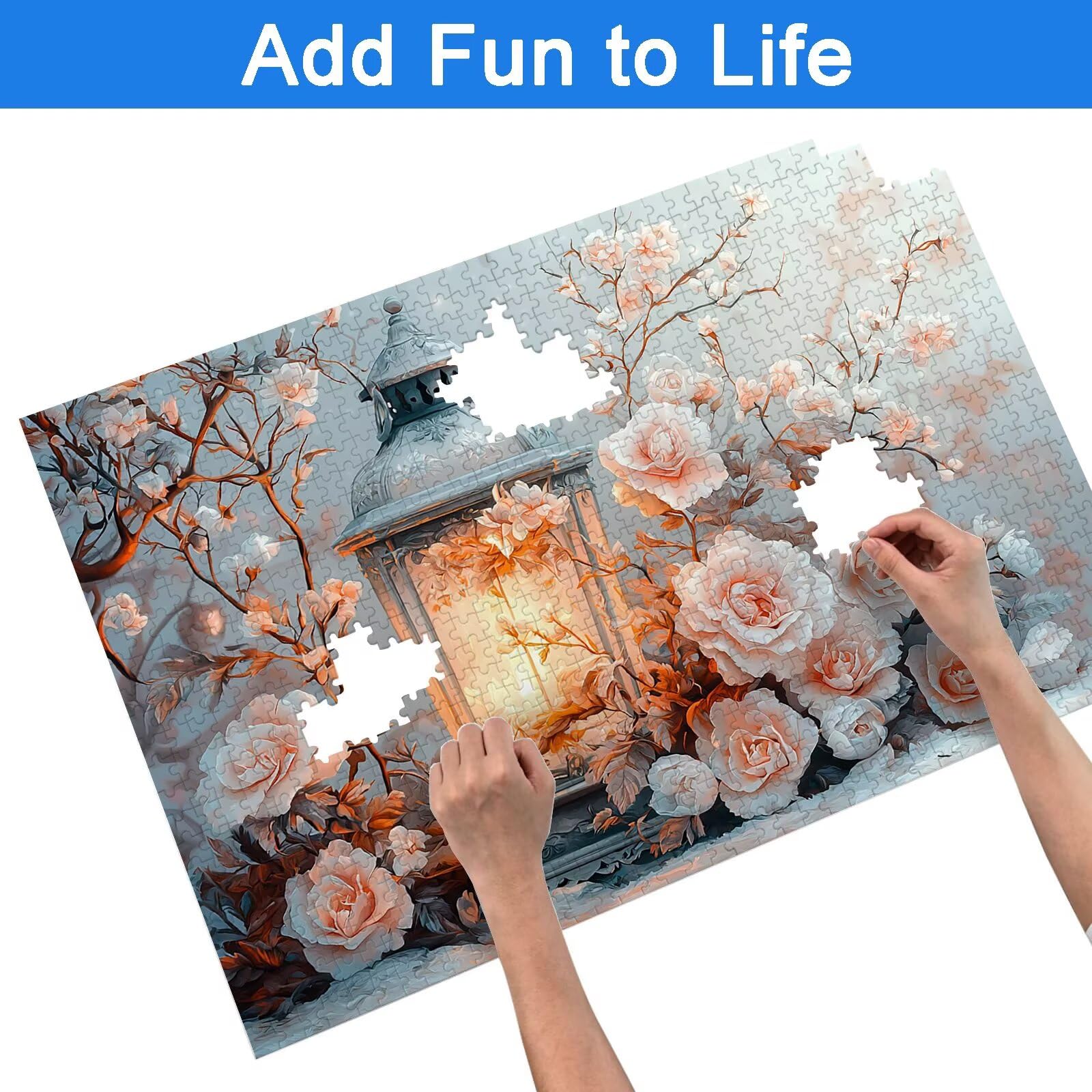 Puzzle 5000 sztuk dla dorosłych dzieci, puzzle z drewnianym kwiatem dla dorosłych, wymagające różowe łamigłówki, rodzinne gry edukacyjne, łamigłówki z pudełkiem do dekoracji domu, prezent dla kobiet i