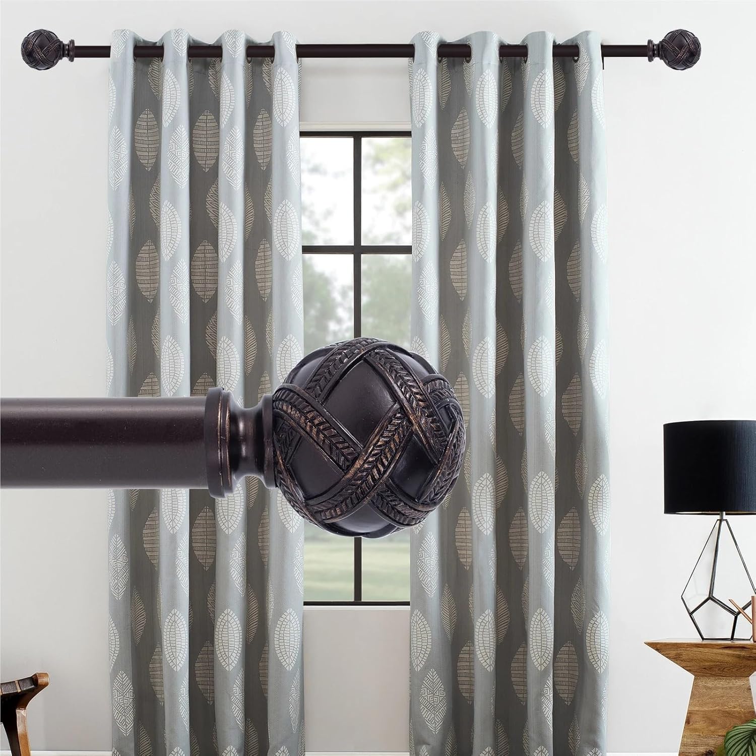 Curtain Rod Finials 2 Pcs Decorative Curtain Rod Finials End Cap Finials for Curtain Rods Finials for Curtain Rods(Brown)