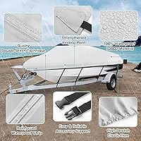 Vista 3 de Cubierta para Barco Impermeable de PU 1200D Resistente, 14'-16' Lona de Poliéster de Grado Marino Remolcable, Se Adapta a Barcos de 14-16 pies
