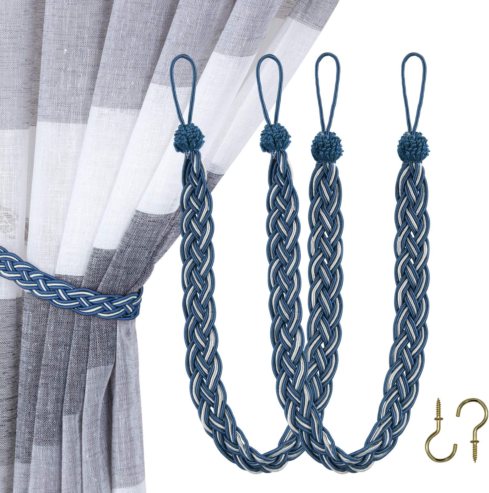 Sunnydaze 13.5Inch Polyester Curtain Tiebacks with Resin