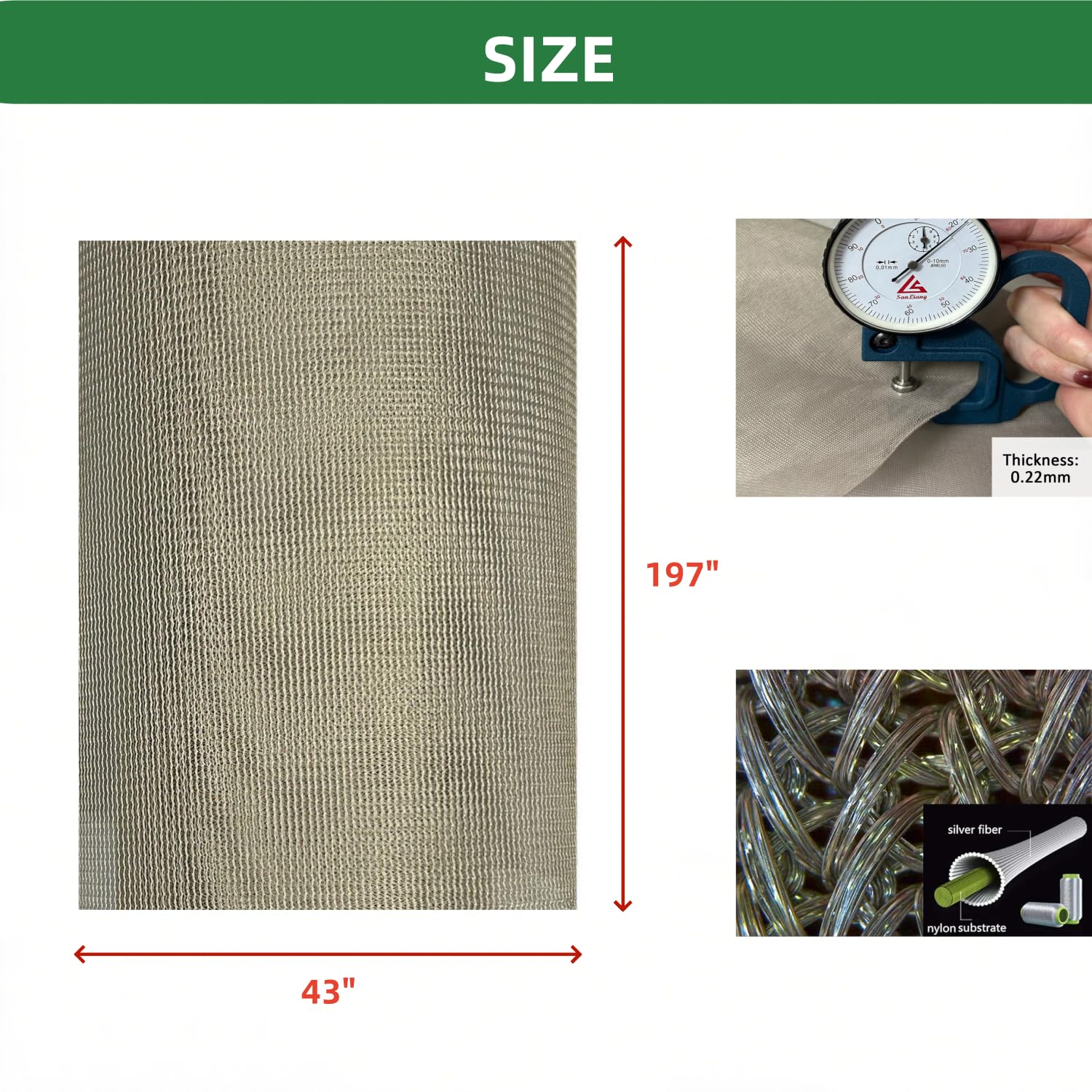Amradield Faraday Mesh Nickel Copper 197"x43" Highly Conductive Ni Cu Alloy Grid Blocking Signals Cell Bluetooth WiFi GPS Reducing RF EMI Radiation Anti-Static Shielding Mesh to Make Gauze Window etc