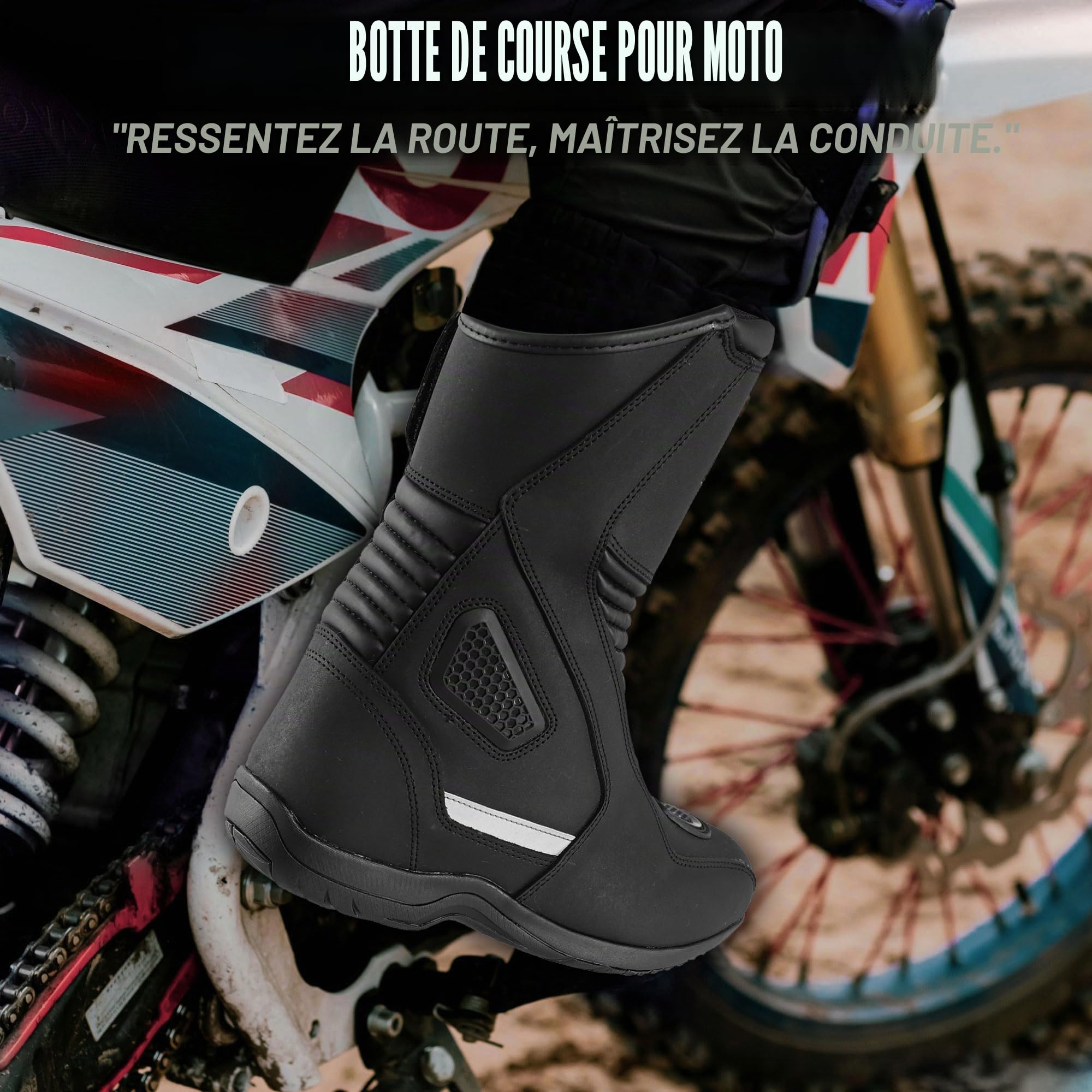 Bottes de moto de tourisme en cuir véritable pour homme, homologuées CE, imperméables, semelle en caoutchouc antidérapante, protection renforcée