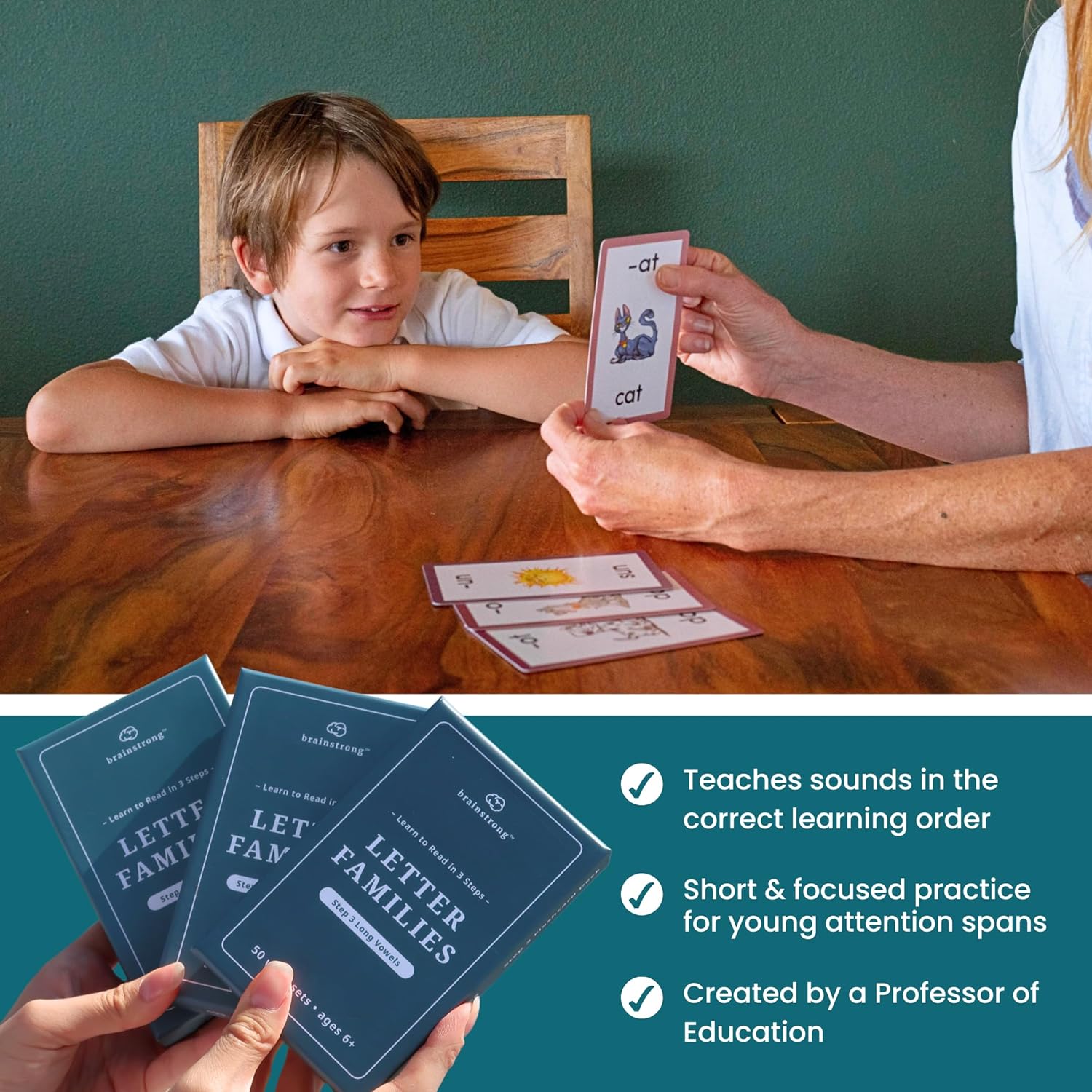 750 Phonics Words | Learn to Read Kindergarten 1st Grade | Reading Mastery Ages 5-8 | Short/Long Vowels & Consonant Blends | Letter Families Premium 3 Box Set Letter Families Box Set (includes 3 decks)