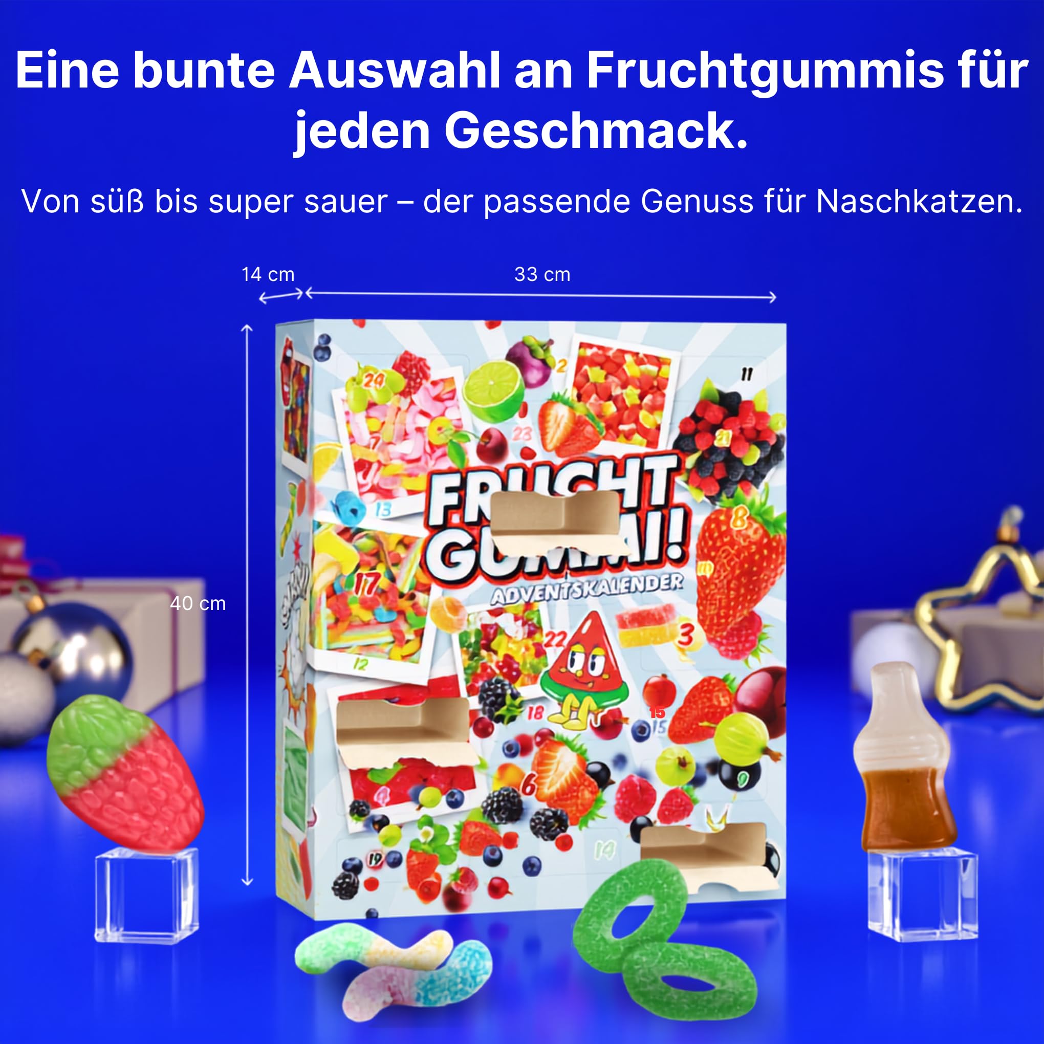 BOXILAND® Fruchtgummi Adventskalender 2026 – 24 Sorten süß & sauer Naschbox | 24 Sorten Fruchtgummi süß & sauer – bunte Naschvielfalt, handverpackt als Geschenk für die ganze Familie