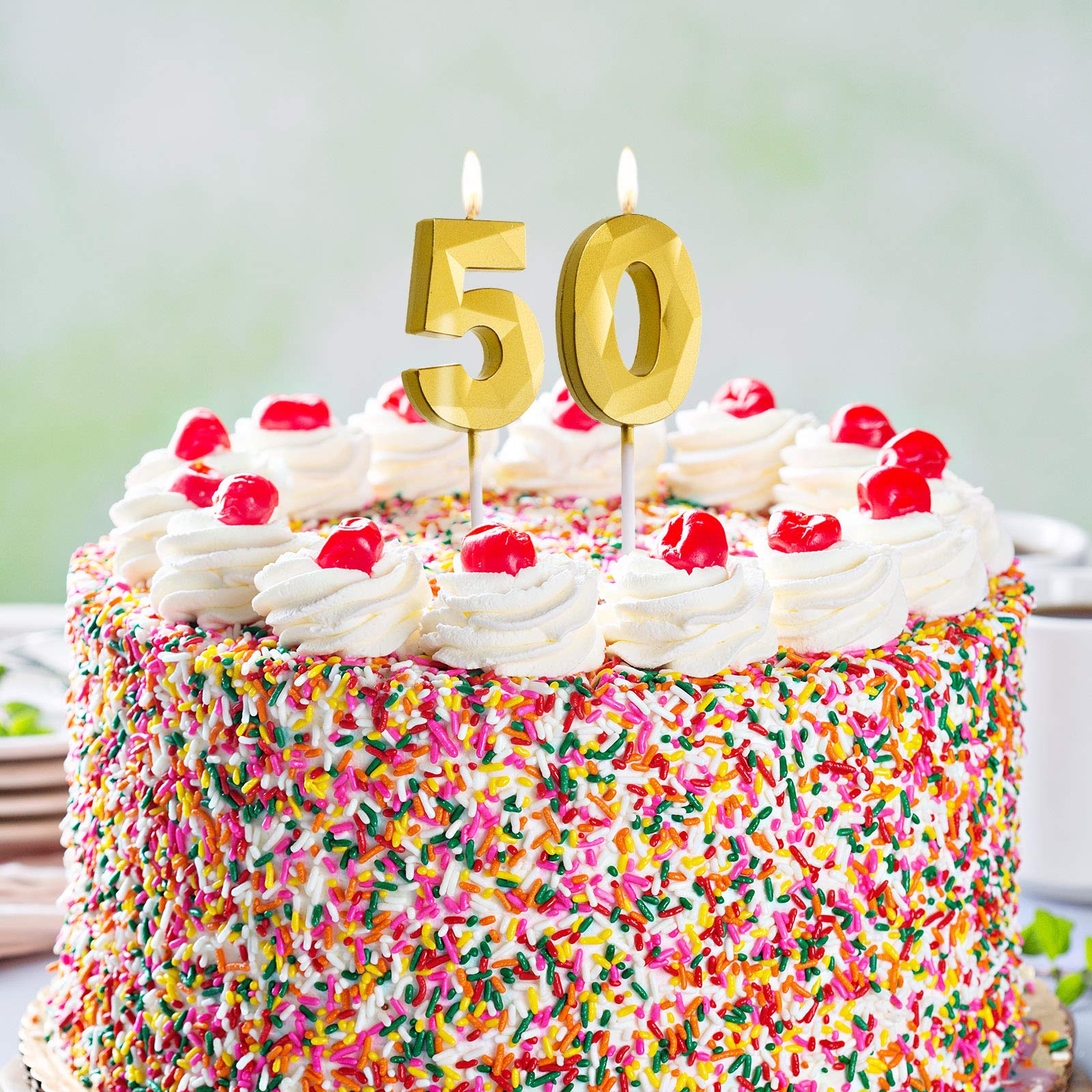 Candele Numeriche Per Torta Compleanno - Decorazione Oro E Nero Per Feste - PD Party 50 Anni - Foto 13