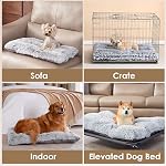 EHEYCIGA Calming Lit pour chien, lit pour chien lavable anti-anxiété, lit d'oreiller pour chien flufy avec fond antidérapant, gris, 29,5"x20"x3"