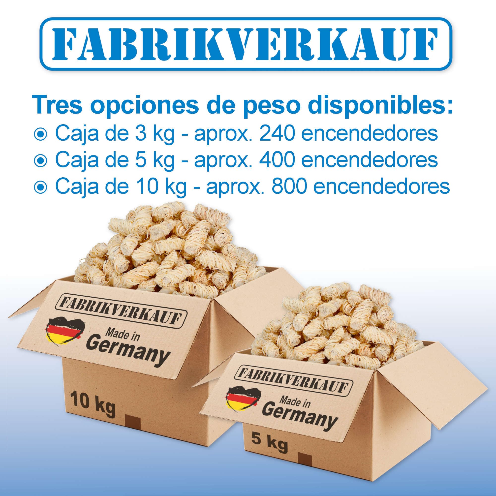 FABRIKVERKAUF (10 kg / 800 Piezas) Encendedor ecológico para chimeneas y barbacoas - Madera Natural y Cera Vegetal - Lana de leña, Pastillas de Encendido - Ideal para Chimenea, Estufa, Fuego, Fogatas