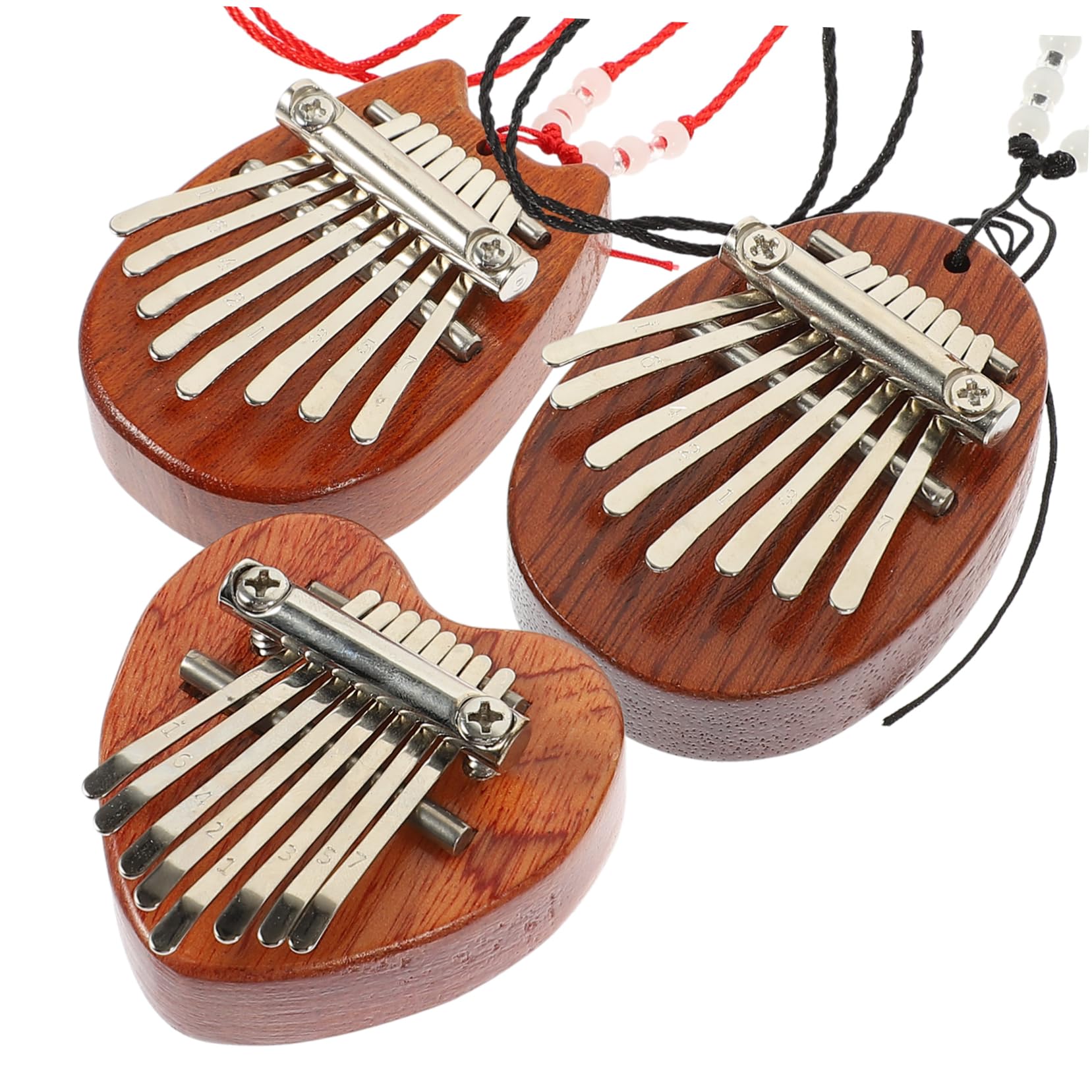NULYLU Handmade Wooden Thumb Piano 3pcs Set Easy to Carry Mini Kalimba for Beginners Music Lovers Random