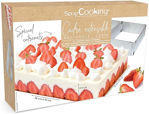 ScrapCooking Marco rectangular ajustable para tartas, acero inoxidable
