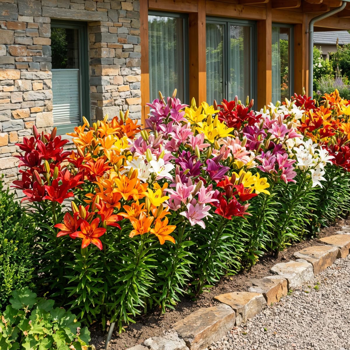 50 х Lilien Zwiebeln Mega Kollektion, (50 Zwiebeln), Exklusive mehrjährig blumenzwiebeln, winterhart mischung aus Holland für Garten (große knollen, kein Samen)