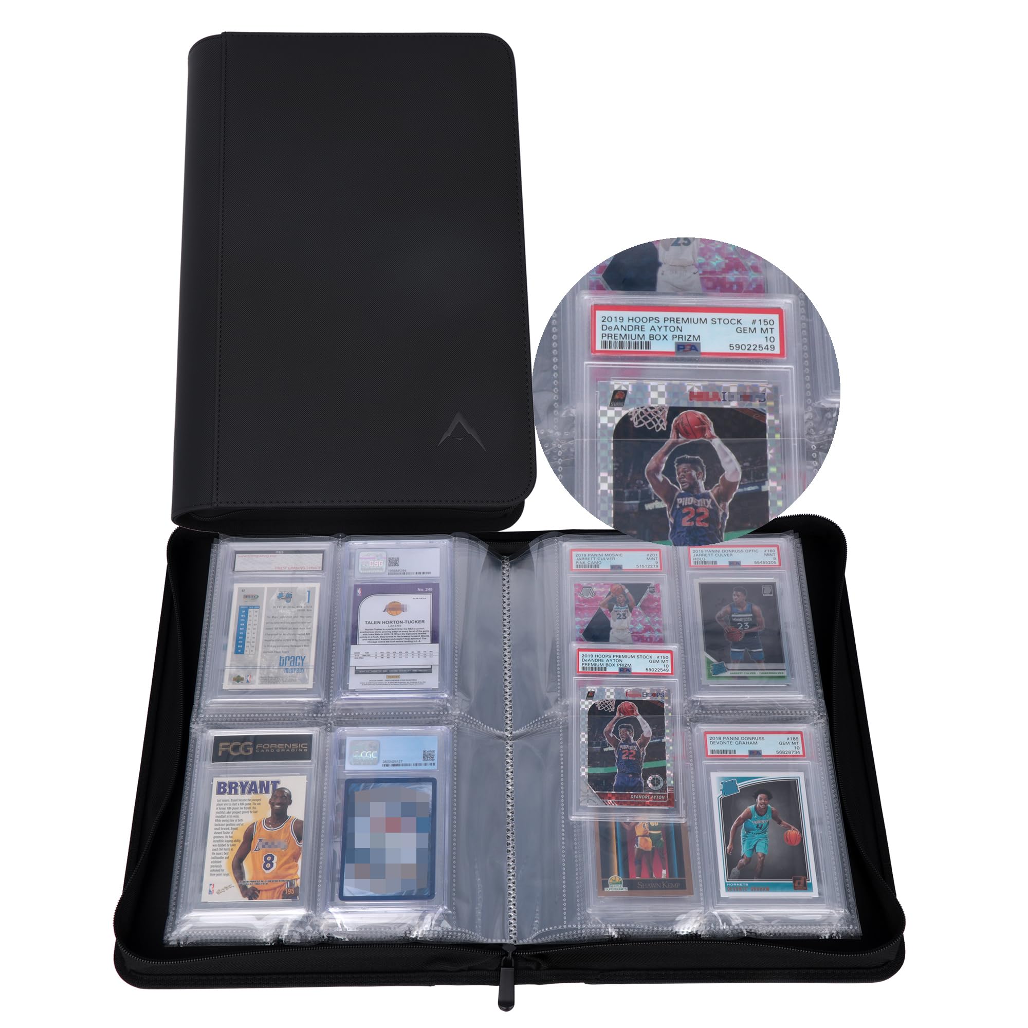 4-Pocket Black Graded Card Binder, Fits 48 PSA Sized Slabs, Compatible with PSA, CGC, CSG, FGS and FCG Slabs