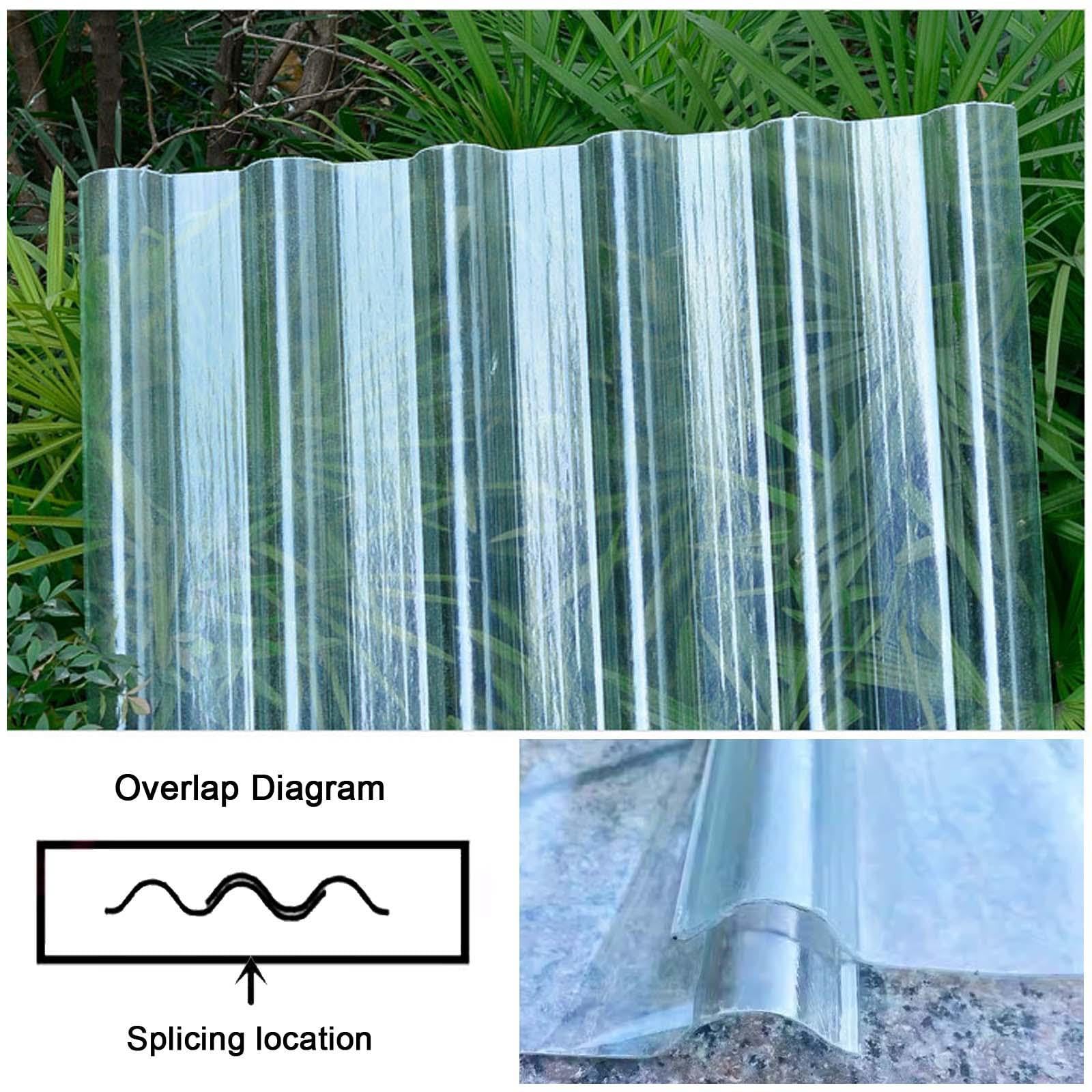 Placa Ondulada Tejado Transparente,Placa De Iluminación Natural FRP De 1mm,Chapas Perfiladas Techo,Paneles Ondulada Para Cocheras Silencioso Autolimpiables,6Pcs-0.9x1.4m(35x55in)