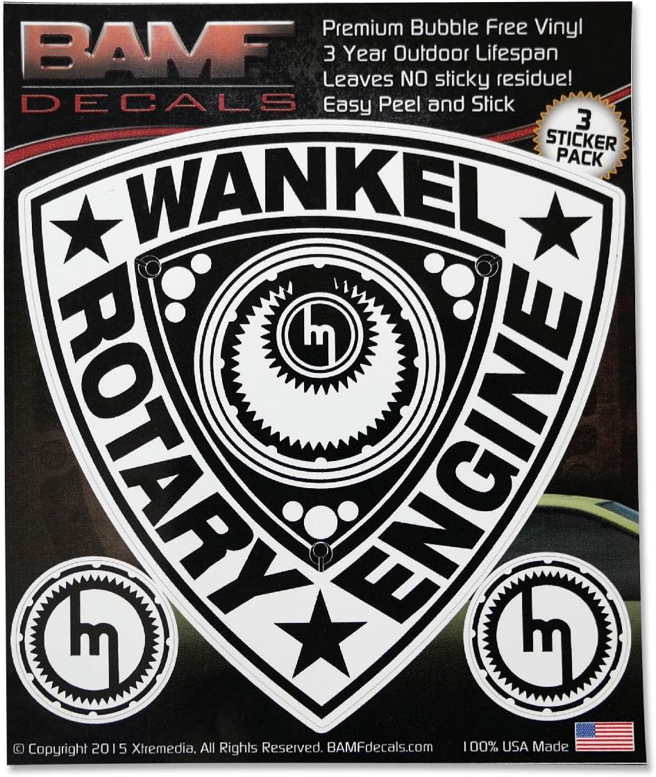 Wankel Rotary Engine Badge Type 2 Sticker Kit Includes 3 Premium Decals ...