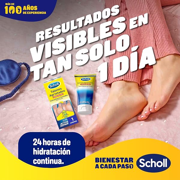 Scholl Crema Reparadora Talones Agrietados, 60 ml - Hidratación Intensiva con Urea 25%, Active Repair K+ y Queratina, Repara Pies Secos, Agrietados y Dañados, Resultados desde el Día 1 - 4