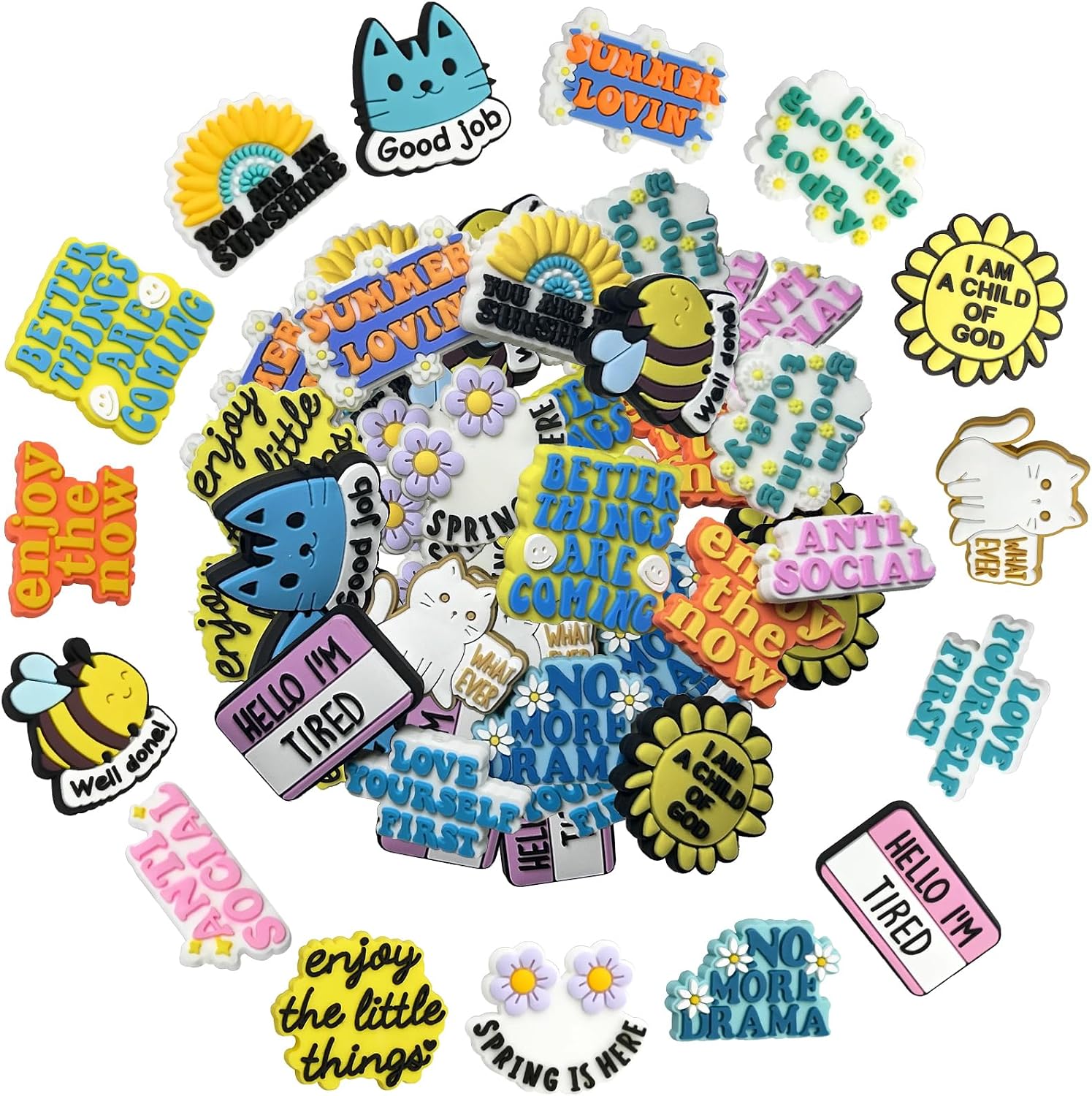15Pcs Inspirational Words Silicone Focal Beads Kit for pens