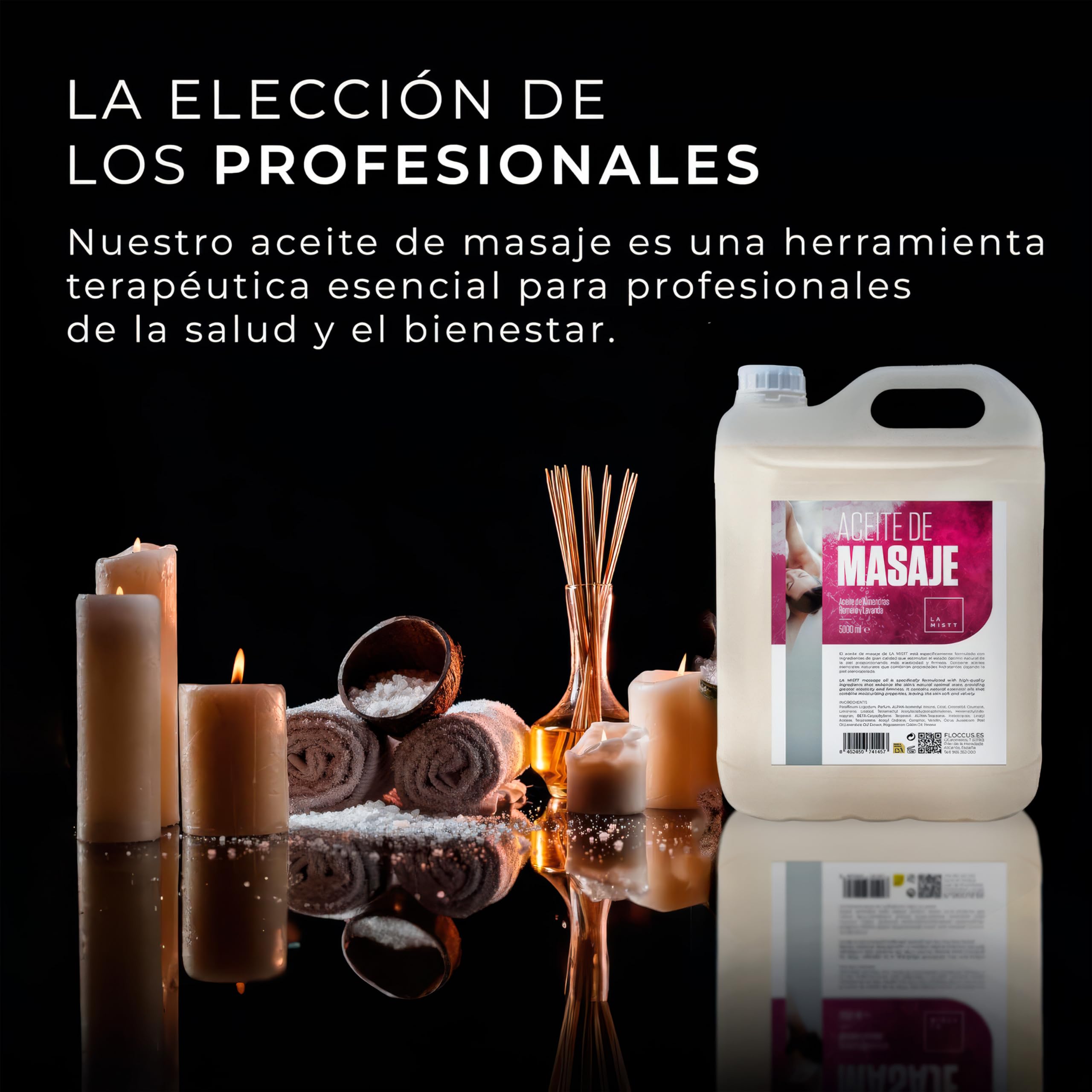 Aceite de Masaje de Almendras Dulces, Romero, Lavanda 5L 250 mL + Botella | Aceite corporal | Fórmula Mejorada