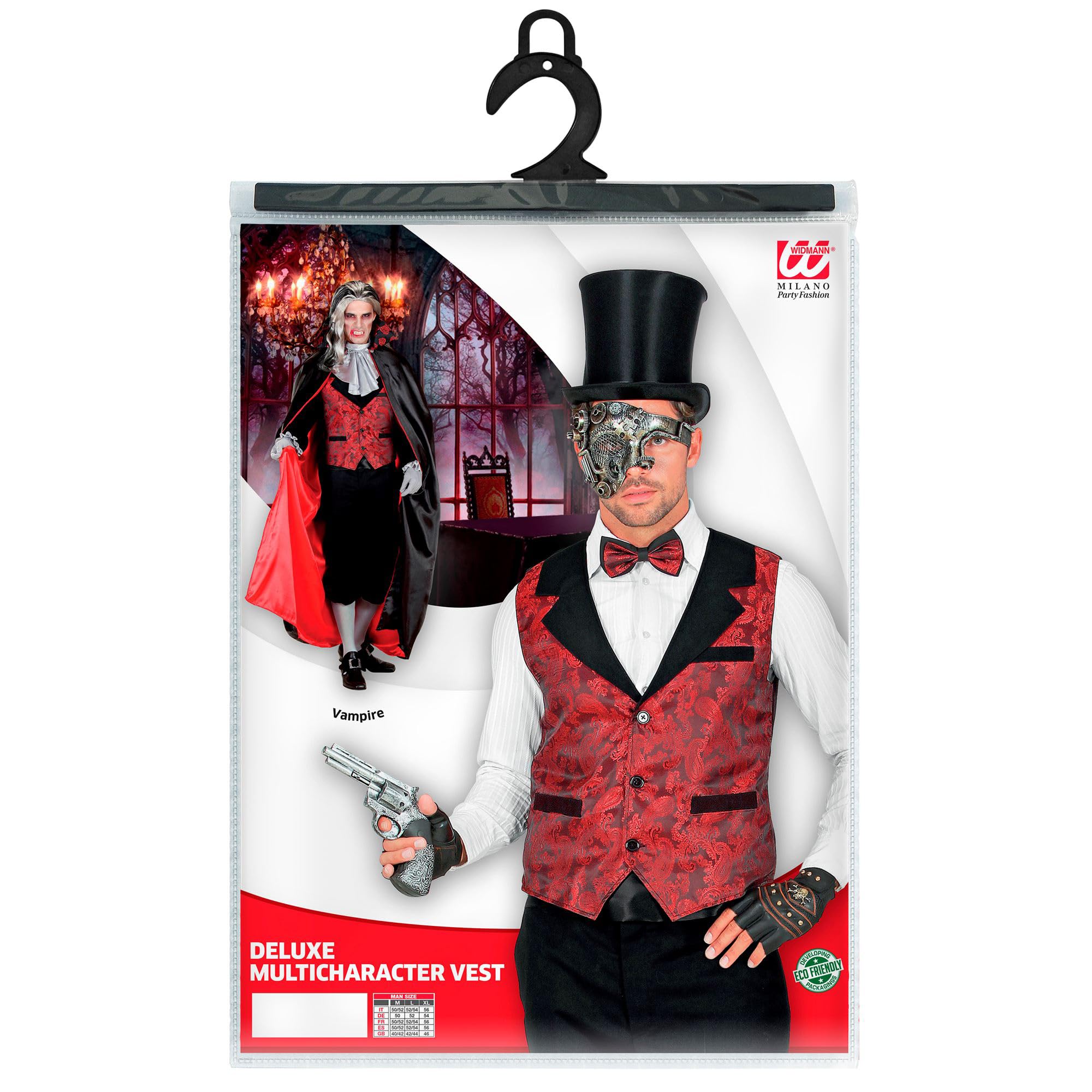 W WIDMANN MILANO Party Fashion - męska kamizelka w stylu steampunk, dodatek do kostiumu w stylu retro vintage, styl kowbojski na karnawał i cosplay