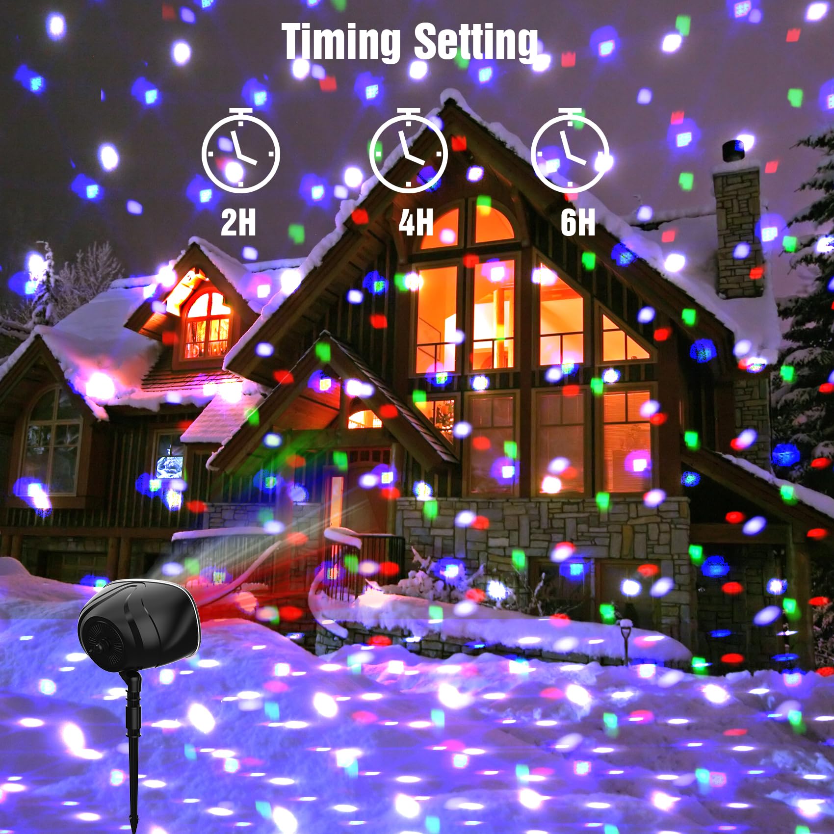 Proyector de luces de Navidad de Halloween para exteriores, proyección de nieve caída giratoria de 15 colores con control remoto, puntos móviles, luces de paisaje para el hogar, interior, patio 7