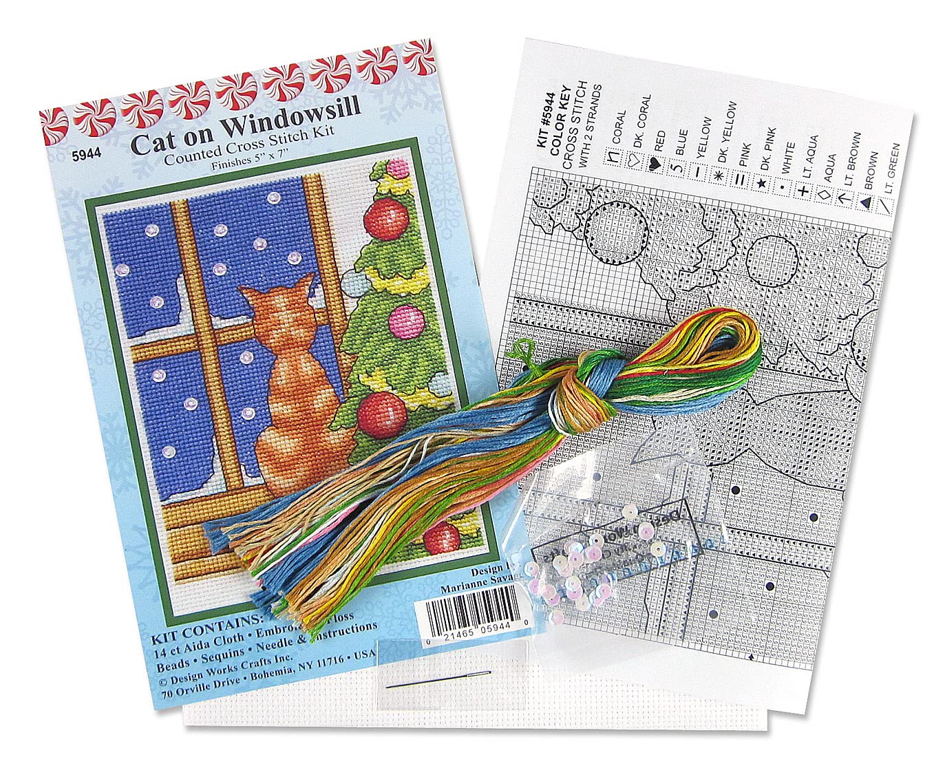 Design Works Crafts Kit De Broderie Au Point De Croix Compté Motif Chaton Psychédélique