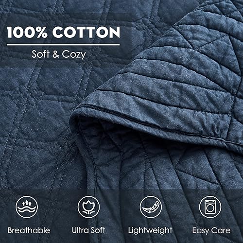 Miniatura 7 de CHIXIN Colcha de algodón tamaño matrimonial - Costuras reales - Funda de cama acolchada de lujo para todas las estaciones, reversible, ultrasuave,