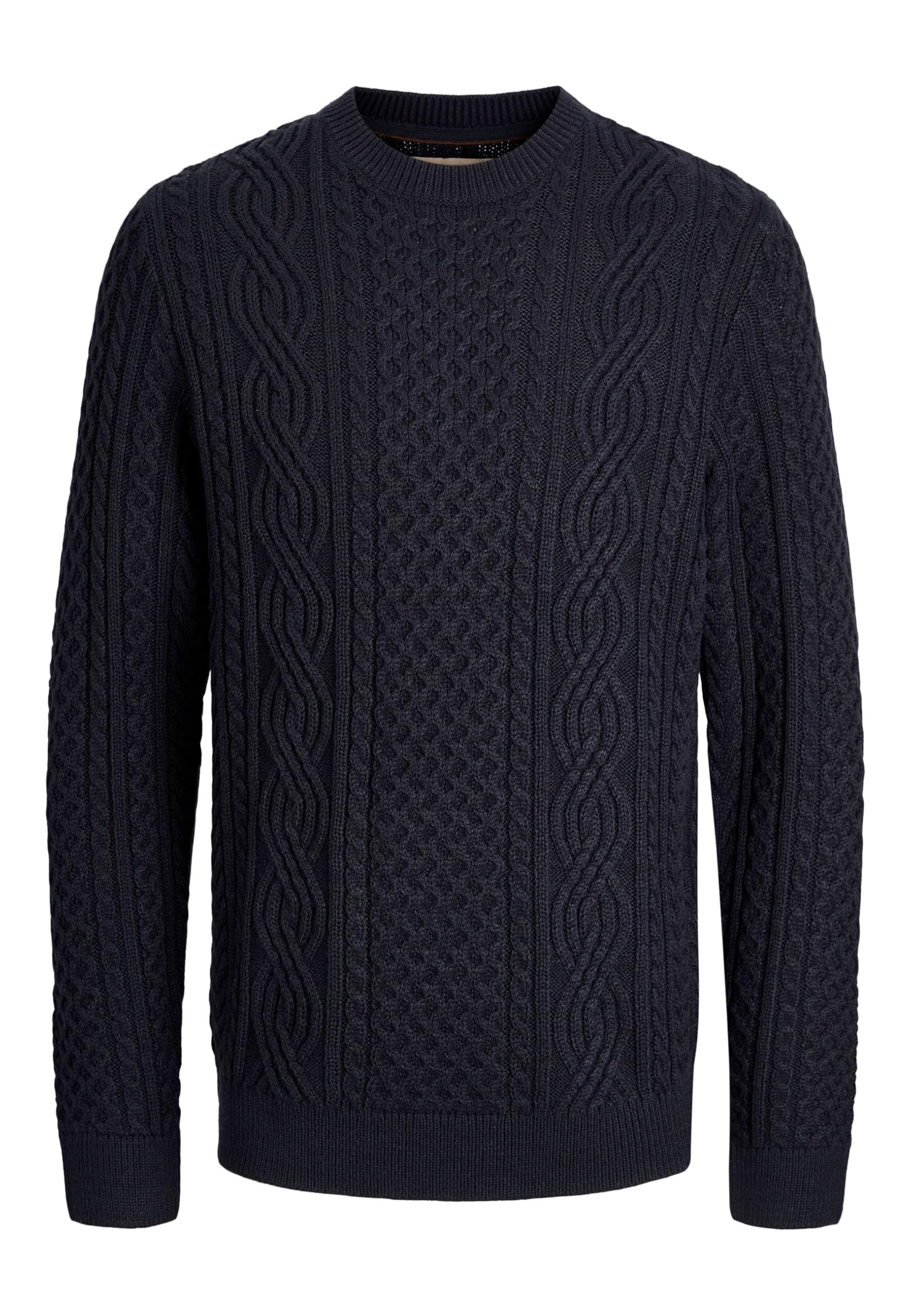 Jack & Jones Men's Dark Navy Jprblusean Knit Cable Crew Neck Sn, S