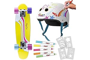 Wipeout Performance Kids Skateboard and Dry Erase Helmet Kit - Rainbow