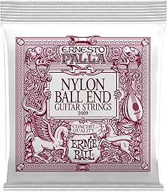 ENCORDOAMENTO P/ VIOLÃO CLASSICO ERNESTO PALLA BLACK AND GOLD NYLON TENSÃO MÉDIA BALL-END P02409 ERNIE BALL