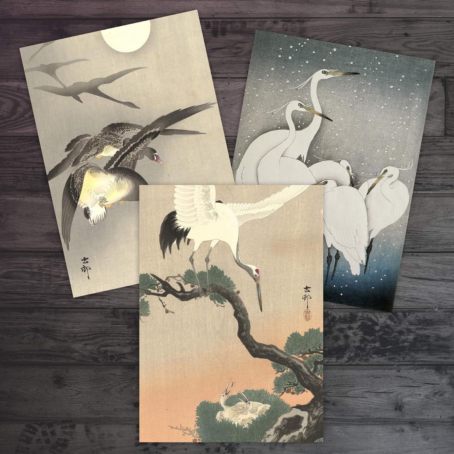 Artery8 Ohara Koson Japanese Geese Egrets Crane Parrot Bluechat Peacocks Fine Art Greeting Card Pack of 6