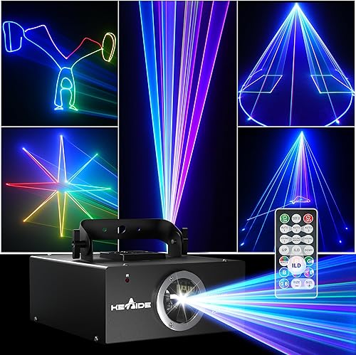 Luz láser para DJ con animación 3D a todo color, activación de sonido, DMX512, profesional, perfecta para fiestas, clubes, DJ y entretenimiento en