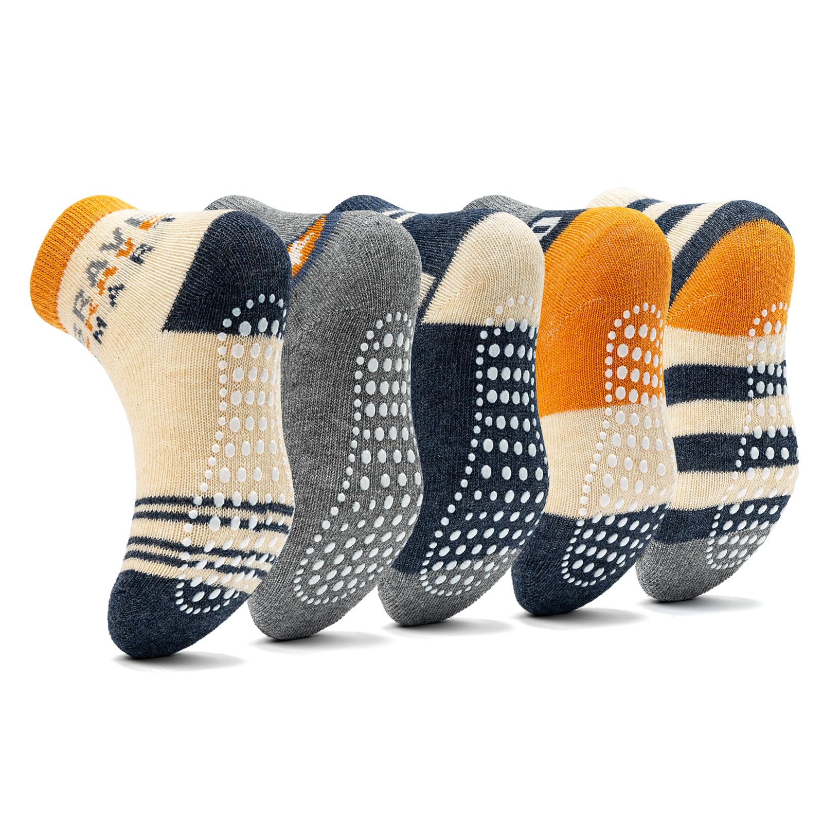 Sosenfer Kids Non Slip Socks, 5/10 Pairs Gentle Cotton Ankle Gripper Socks