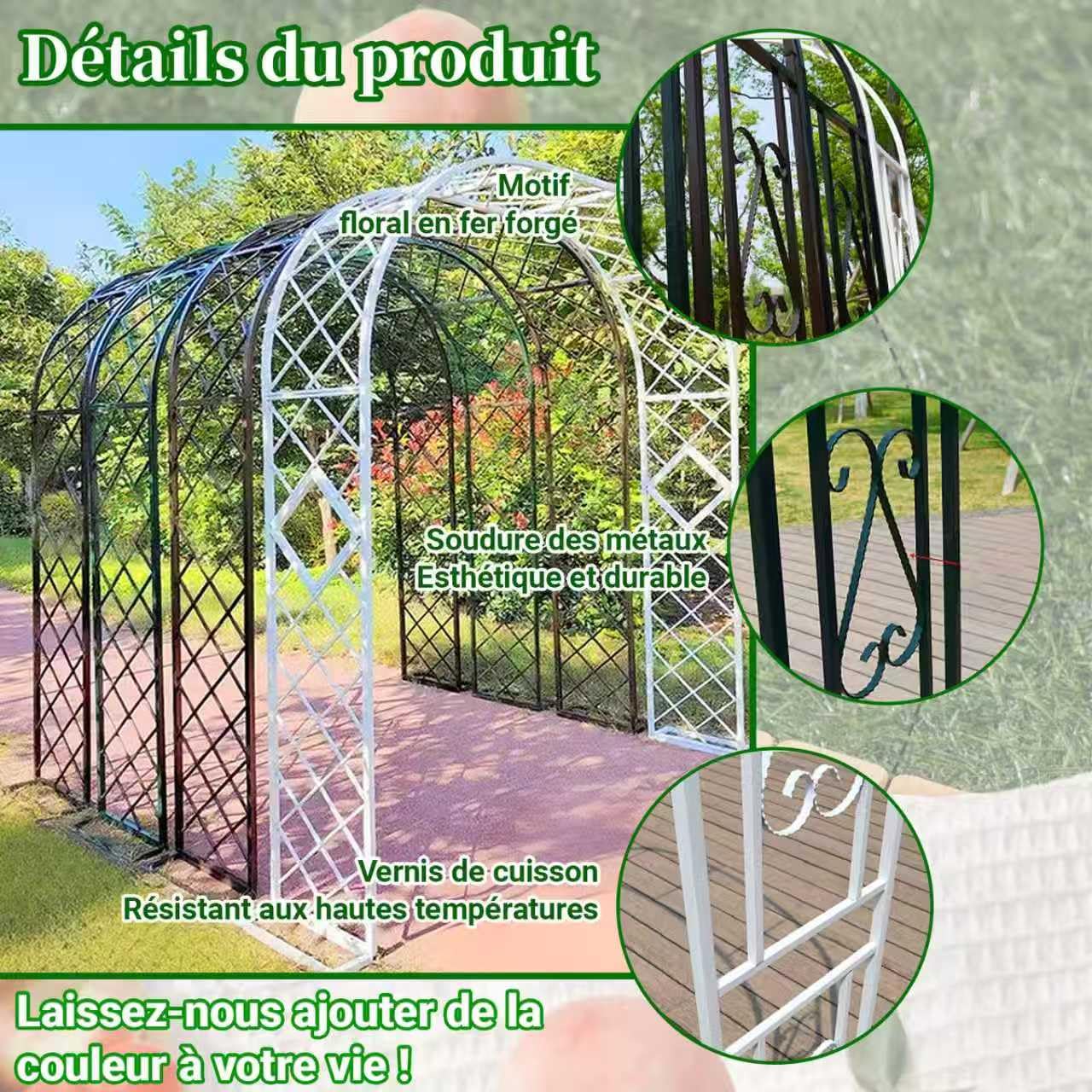 Arco da giardino 140 x 40 x 230 cm in ferro battuto per rose per piante rampicanti Ele Cerimony Det traliccio all'aperto per matrimoni ed eventi in giardino