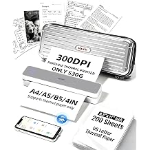 iDPRT MT610Pro Portable Thermal Printer with Case &200 Sheets Paper, 300DPI HD Mobile-Travel-Printers, Inkless-Wireless-Small-Printer for Home Use, Office, Vehicles, Bluetooth Printers, White