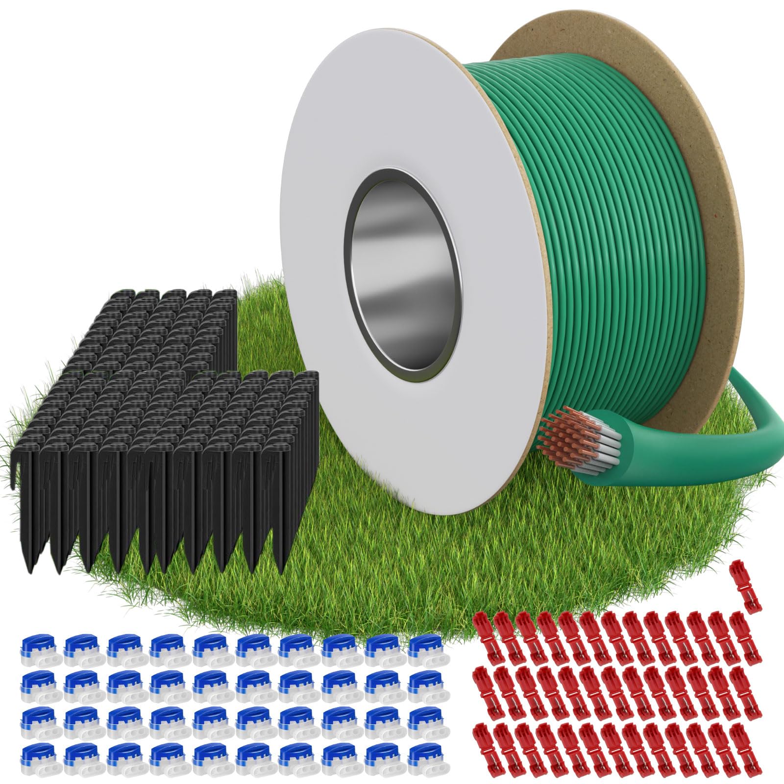 VELPAX 250M Boundary Cable,Universal Boundary Wire for Robot Lawnmower,Garden Wire Accessory Set,with 150 ground spikes,40 Cable Connectors,40 Connection Terminals