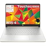 HP Touchscreen Laptop Computer for Student Home Study, 1-Year Office 365, 16GB DDR4 RAM, 512GB PCIe SSD, Intel Processor, 14 inch Display, WiFi 6, Bluetooth, Webcam, Type-C, Pale Gold, Windows 11 S