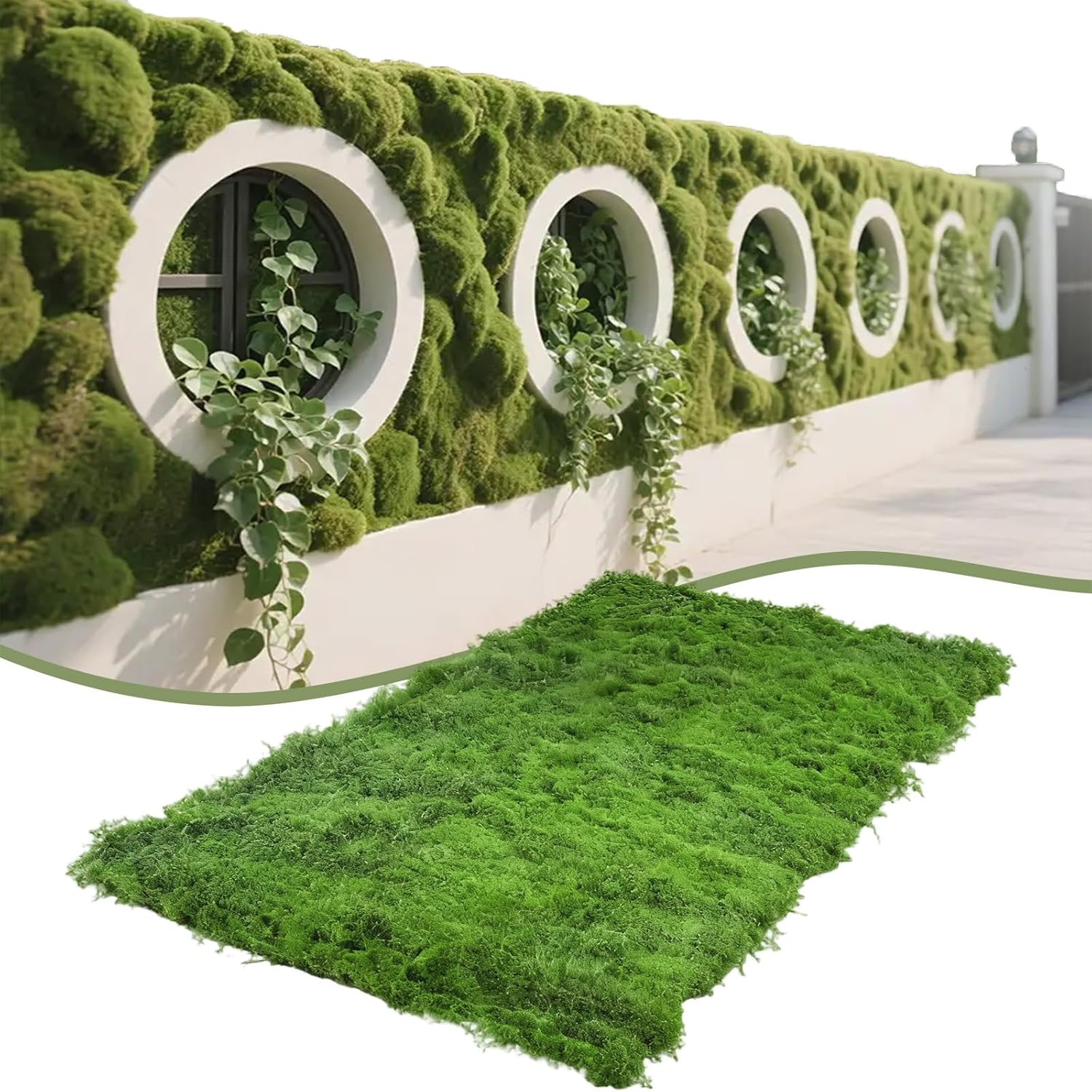 Preserved Green Moss Mat for Decoration Carpet Grass Wall, Natural Decorative for Plants Indoor with Base Fabric, Artificial Moss Mat for Wedding, Floral DIY (39.37 * 78.74 inch)