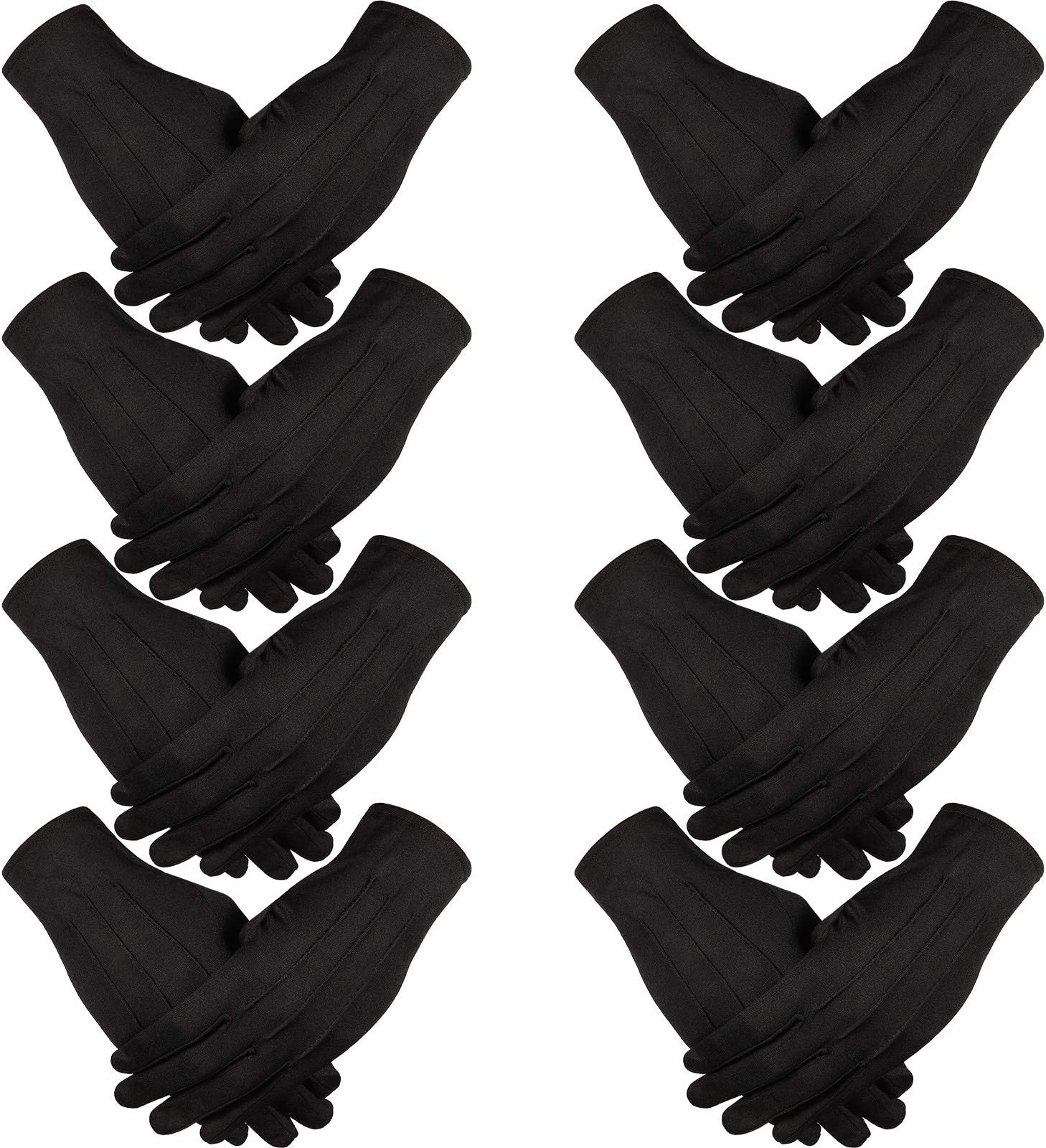 8 Pairs Cotton Gloves for Women Men Uniform Parade Costume Gloves for Formal Tuxedo Honor Guard Jewelry Inspection